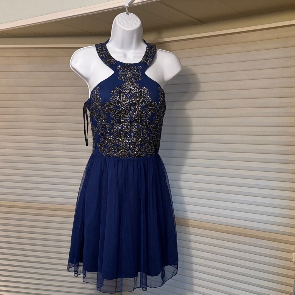 Xtraordinary Royal Blue and Gold Formal Dress for Kids